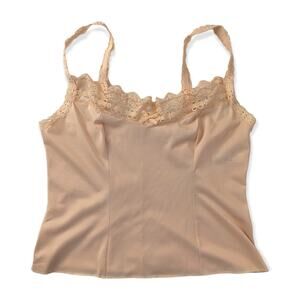 OLGA Secret Hug M beige tan lace & nylon camisole